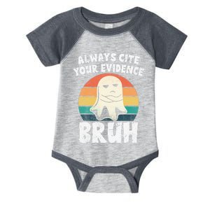 Always Cite Your Evidence Bruh Halloween English Teacher Infant Baby Jersey Bodysuit