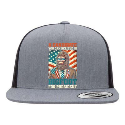 A Candidate You Can Believe In Bigfoot For President 2024 Flat Bill Trucker Hat