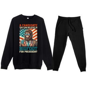 A Candidate You Can Believe In Bigfoot For President 2024 Premium Crewneck Sweatsuit Set