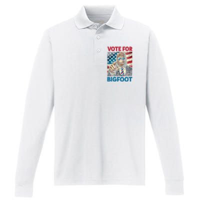 A Candidate You Can Believe In Bigfoot For President 2024 Performance Long Sleeve Polo