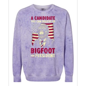 A Candidate You Can Believe In Bigfoot For President 2024 Colorblast Crewneck Sweatshirt