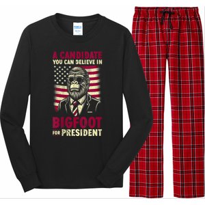 A Candidate You Can Believe In Bigfoot For President 2024 Long Sleeve Pajama Set