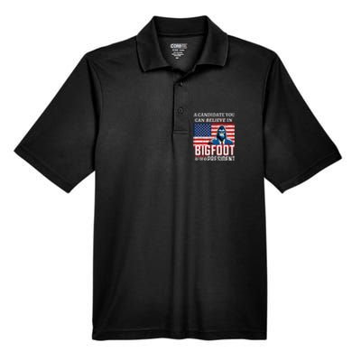 A Candidate You Can Believe In. Bigfoot For President Men's Origin Performance Piqué Polo