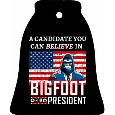 A Candidate You Can Believe In. Bigfoot For President Ceramic Bell Ornament