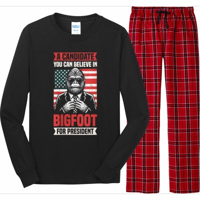 A Candidate You Can Believe In Bigfoot For President 2024 Long Sleeve Pajama Set