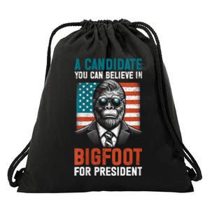 A Candidate You Can Believe In Bigfoot For President 2024 Drawstring Bag