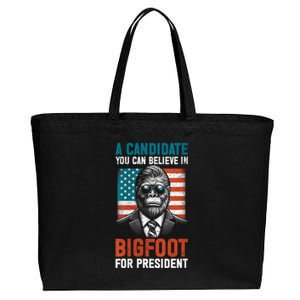 A Candidate You Can Believe In Bigfoot For President 2024 Cotton Canvas Jumbo Tote