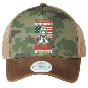 A Candidate You Can Believe In Bigfoot For President 2024 Legacy Tie Dye Trucker Hat