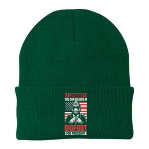 A Candidate You Can Believe In Bigfoot For President 2024 Knit Cap Winter Beanie