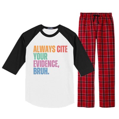 Always Cite Your Evidence Bruh Funny Retro Vintage Raglan Sleeve Pajama Set