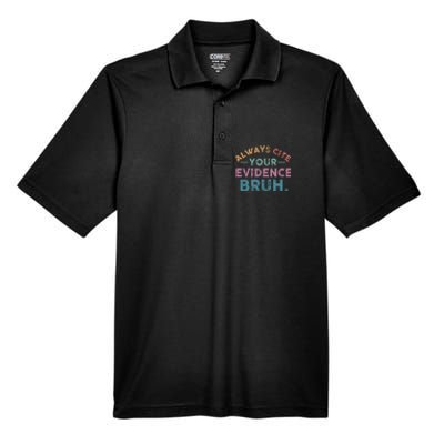 Always Cite Your Evidence Bruh Funny Retro English Teacher Men's Origin Performance Pique Polo