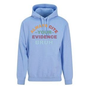 Always Cite Your Evidence Bruh Funny Retro English Teacher Unisex Surf Hoodie