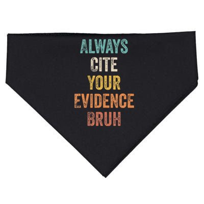 Always Cite Your Evidence Bruh Funny Retro English Teacher USA-Made Doggie Bandana