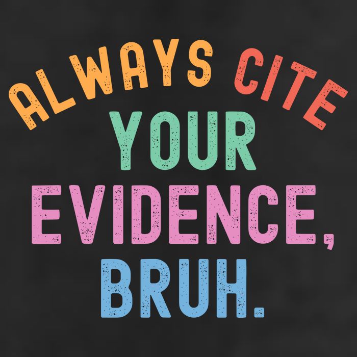 Always Cite Your Evidence Bruh Funny Retro English Teacher 7 Panel Mesh Trucker Snapback Hat
