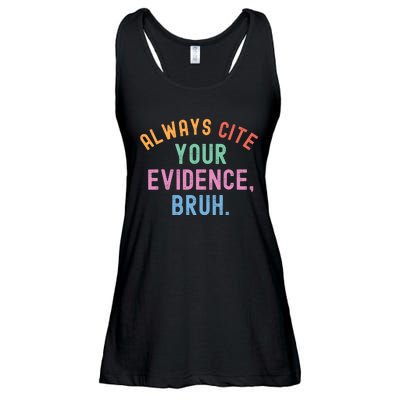 Always Cite Your Evidence Bruh Funny Retro English Teacher Ladies Essential Flowy Tank