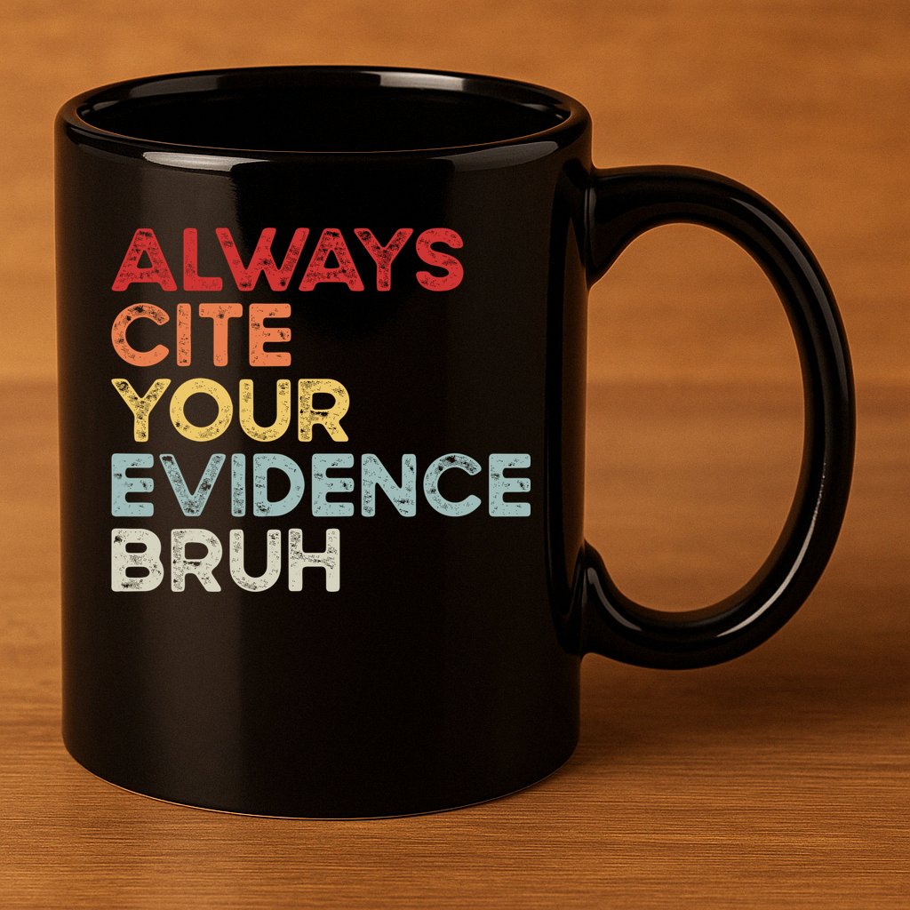 Always Cite Your Evidence Bruh Funny Retro English Teacher 11oz C Handle Ceramic Mug