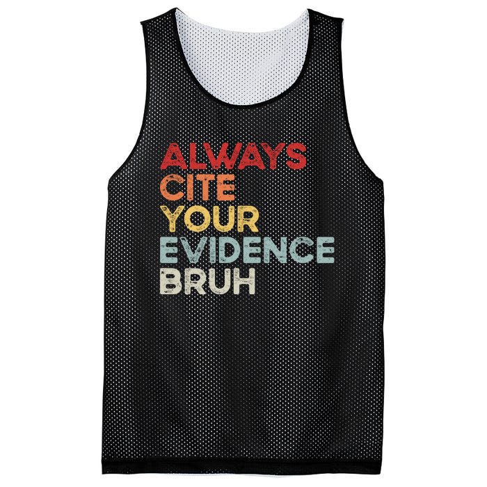 Always Cite Your Evidence Bruh Funny Retro English Teacher Mesh Reversible Basketball Jersey Tank