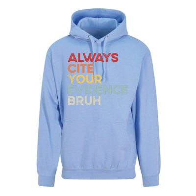 Always Cite Your Evidence Bruh Funny Retro English Teacher Unisex Surf Hoodie