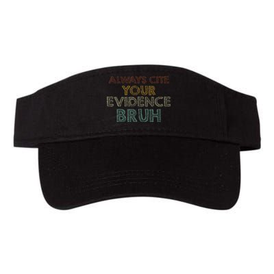 Always Cite Your Evidence Bruh Retro English Teacher Valucap Bio-Washed Visor