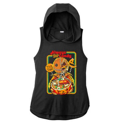 Always Check Your Candy Trick Or Treat, Funny Halloween Tee Ladies PosiCharge Tri-Blend Wicking Draft Hoodie Tank