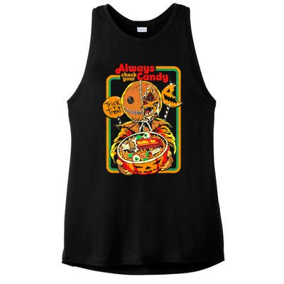 Always Check Your Candy Trick Or Treat, Funny Halloween Tee Ladies PosiCharge Tri-Blend Wicking Tank