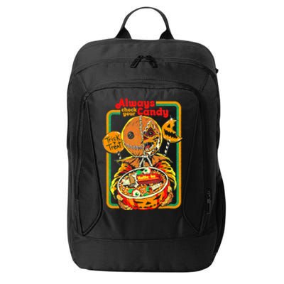 Always Check Your Candy Trick Or Treat, Funny Halloween Tee City Backpack