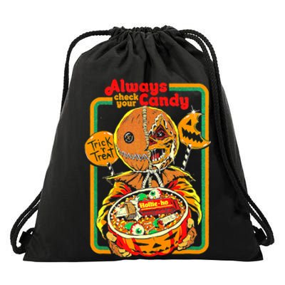 Always Check Your Candy Trick Or Treat, Funny Halloween Tee Drawstring Bag