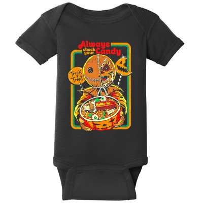 Always Check Your Candy Trick Or Treat, Funny Halloween Tee Baby Bodysuit