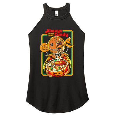 Always Check Your Candy Trick Or Treat, Funny Halloween Tee Women's Perfect Tri Rocker Tank