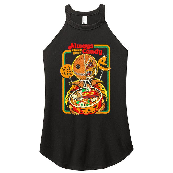 Always Check Your Candy Trick Or Treat, Funny Halloween Tee Women's Perfect Tri Rocker Tank