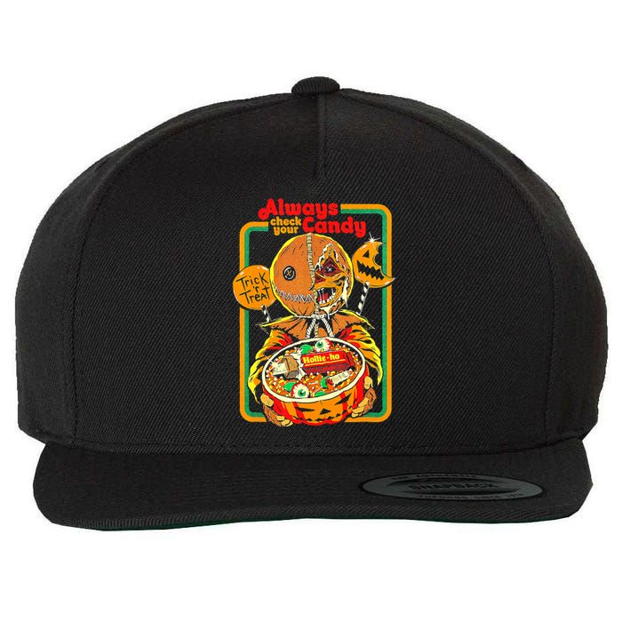 Always Check Your Candy Trick Or Treat, Funny Halloween Tee Wool Snapback Cap