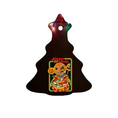 Always Check Your Candy Trick Or Treat, Funny Halloween Tee Ceramic Tree Ornament