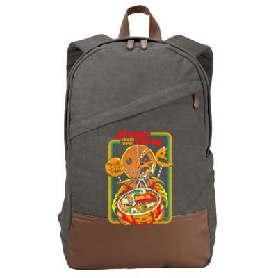 Always Check Your Candy Trick Or Treat, Funny Halloween Tee Cotton Canvas Backpack