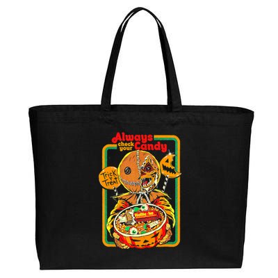 Always Check Your Candy Trick Or Treat, Funny Halloween Tee Cotton Canvas Jumbo Tote