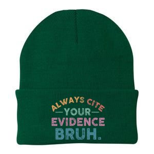 Always Cite Your Evidence Bruh Funny Retro English Teacher Knit Cap Winter Beanie