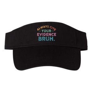 Always Cite Your Evidence Bruh Funny Retro English Teacher Valucap Bio-Washed Visor