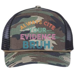 Always Cite Your Evidence Bruh Funny Retro English Teacher Retro Rope Trucker Hat Cap