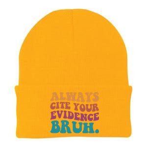 Always Cite Your Evidence Bruh Funny Retro English Teacher Knit Cap Winter Beanie