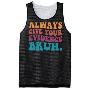 Always Cite Your Evidence Bruh Funny Retro English Teacher Mesh Reversible Basketball Jersey Tank