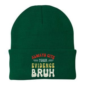 Always Cite Your Evidence Bruh Funny Retro English Teacher Knit Cap Winter Beanie