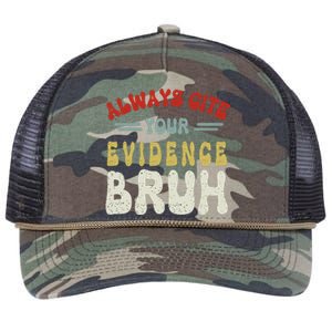 Always Cite Your Evidence Bruh Funny Retro English Teacher Retro Rope Trucker Hat Cap