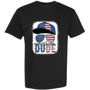 American Dude 4th of July USA Flag Glasses American Family Garment-Dyed Heavyweight T-Shirt