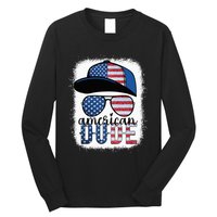 American Dude 4th of July USA Flag Glasses American Family Long Sleeve Shirt