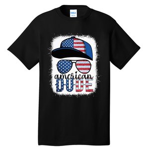 American Dude 4th of July USA Flag Glasses American Family Tall T-Shirt