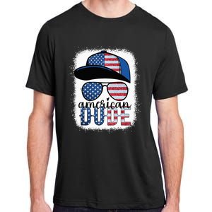 American Dude 4th of July USA Flag Glasses American Family Adult ChromaSoft Performance T-Shirt