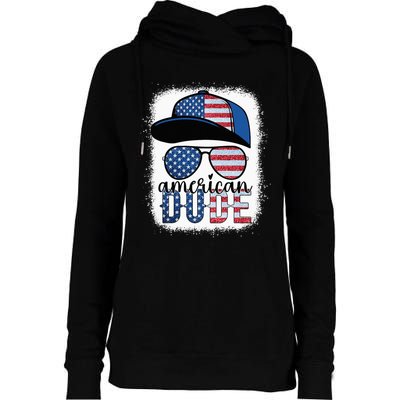 American Dude 4th of July USA Flag Glasses American Family Womens Funnel Neck Pullover Hood