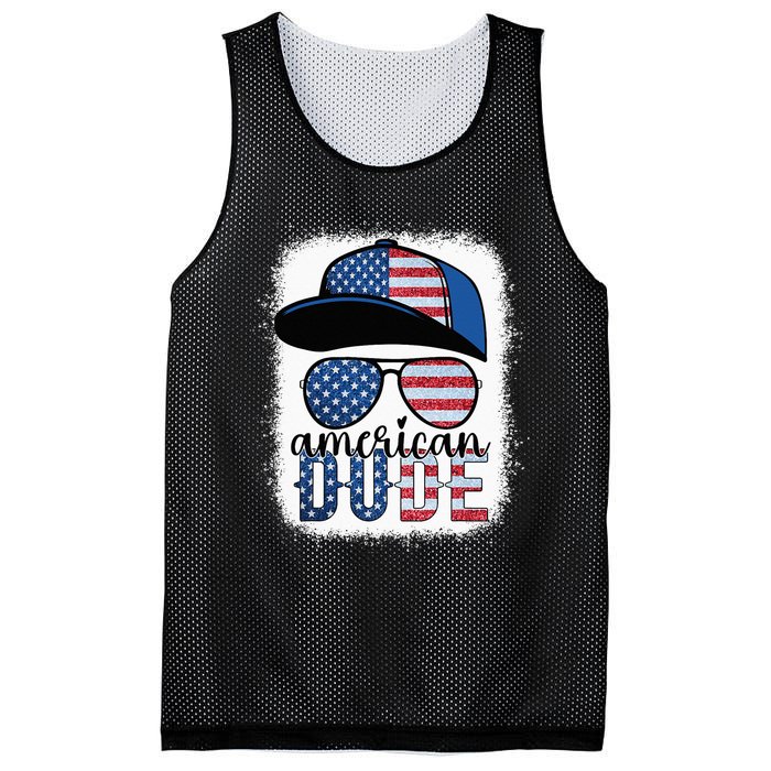 American Dude 4th of July USA Flag Glasses American Family Mesh Reversible Basketball Jersey Tank