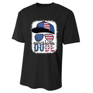 American Dude 4th of July USA Flag Glasses American Family Performance Sprint T-Shirt