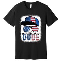 American Dude 4th of July USA Flag Glasses American Family Premium T-Shirt