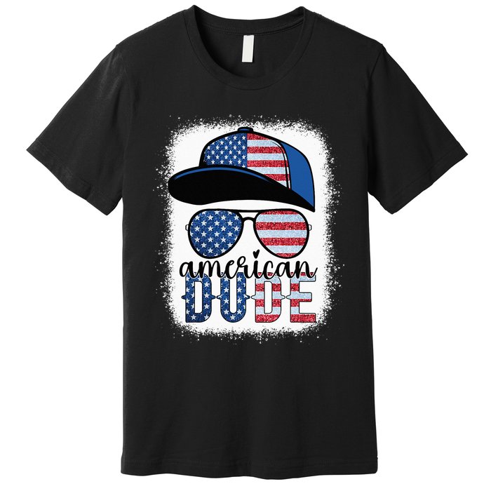 American Dude 4th of July USA Flag Glasses American Family Premium T-Shirt